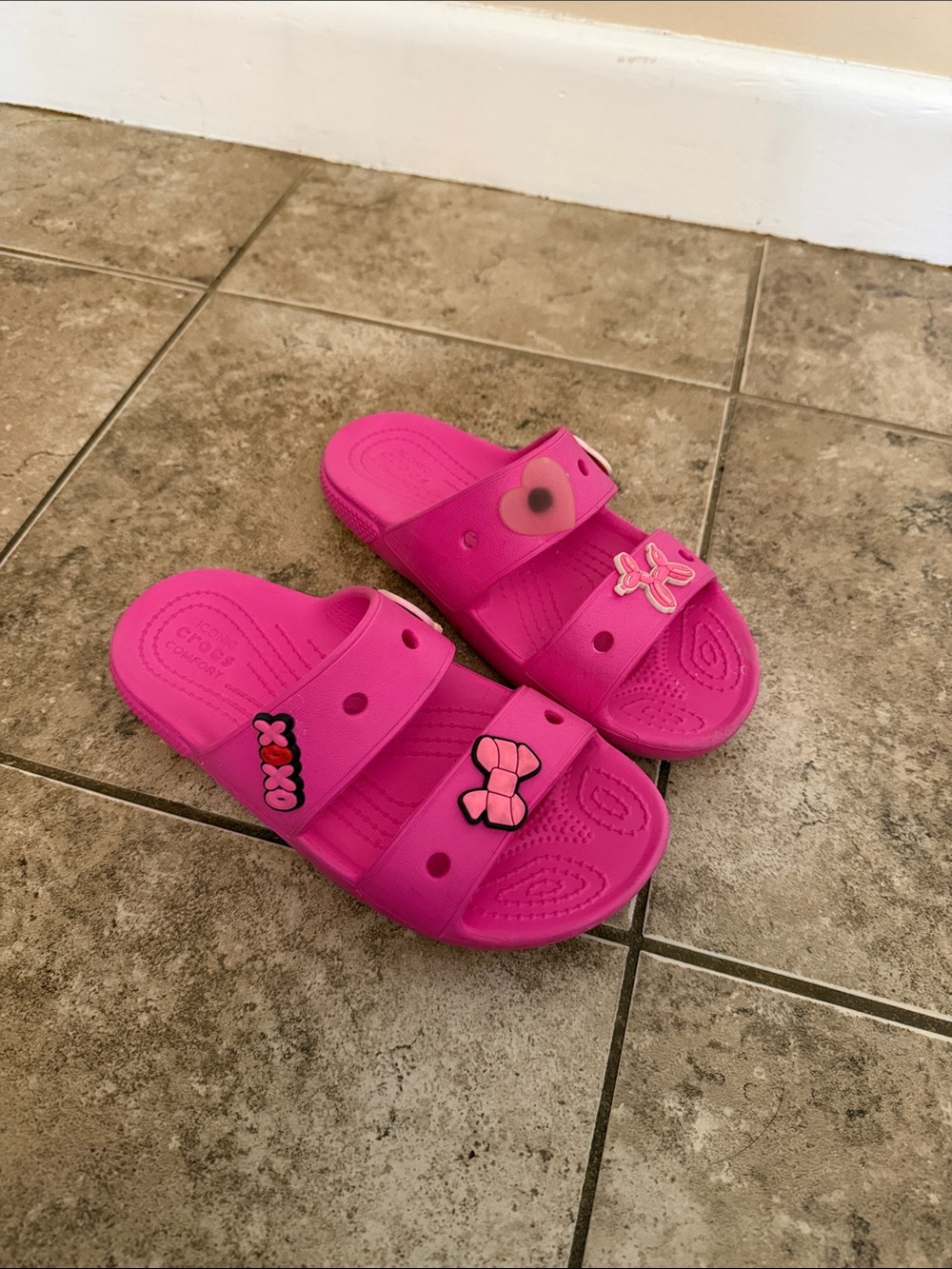 Kids crocs Pink Slip-On Sandals with Decorative Charms